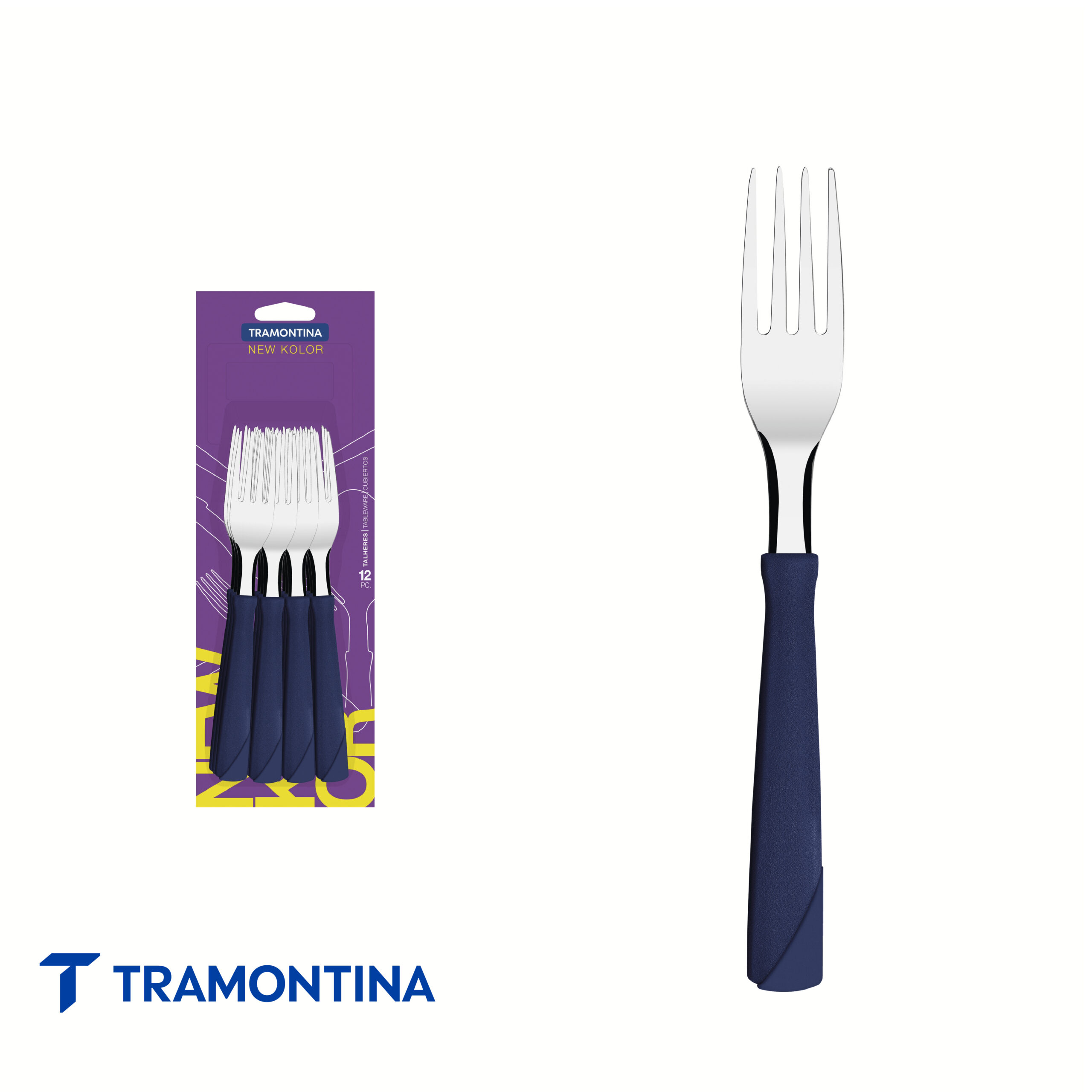 Tenedor de mesa azul (Pack x 12)- New Kolor -Tramontina - Imagen 2