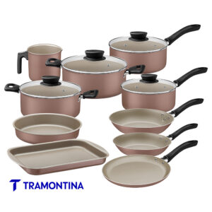 Bateria de cocina 10 piezas linz rosa - Tramontina