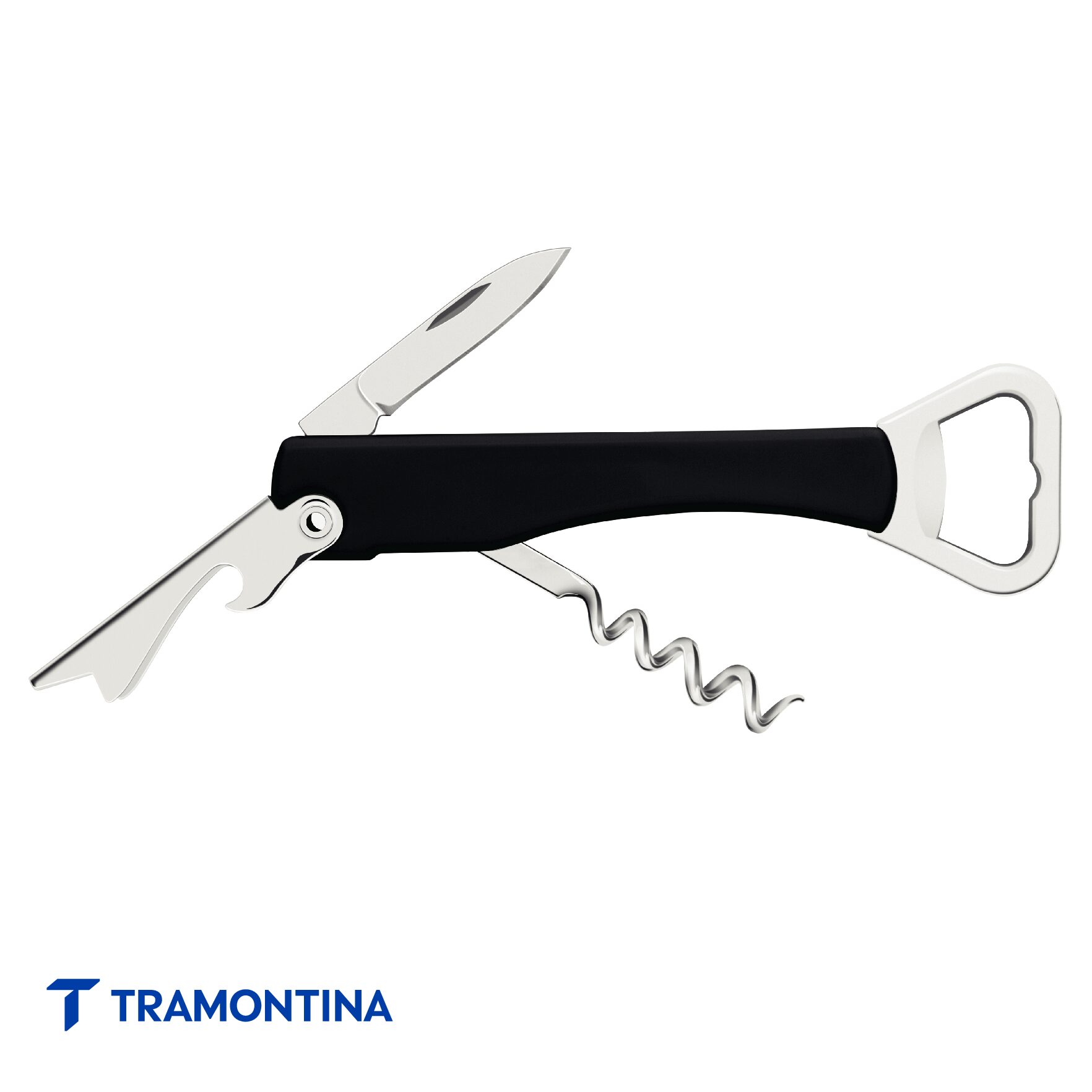 Sacacorchos y destapado c/mango negro - TRAMONTINA