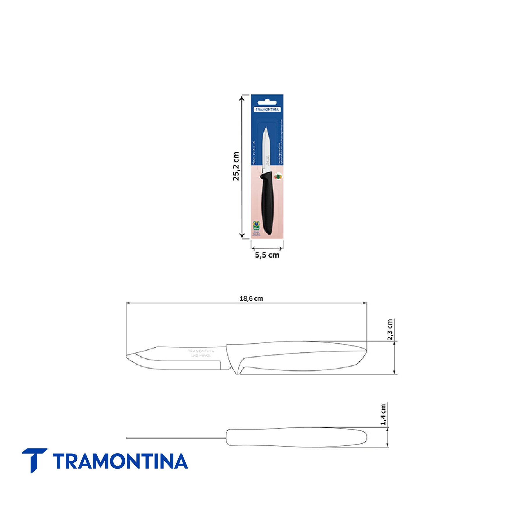 Cuchillo para Legumbres y Frutas Plenus Negro 3" - Tramontina - Imagen 3