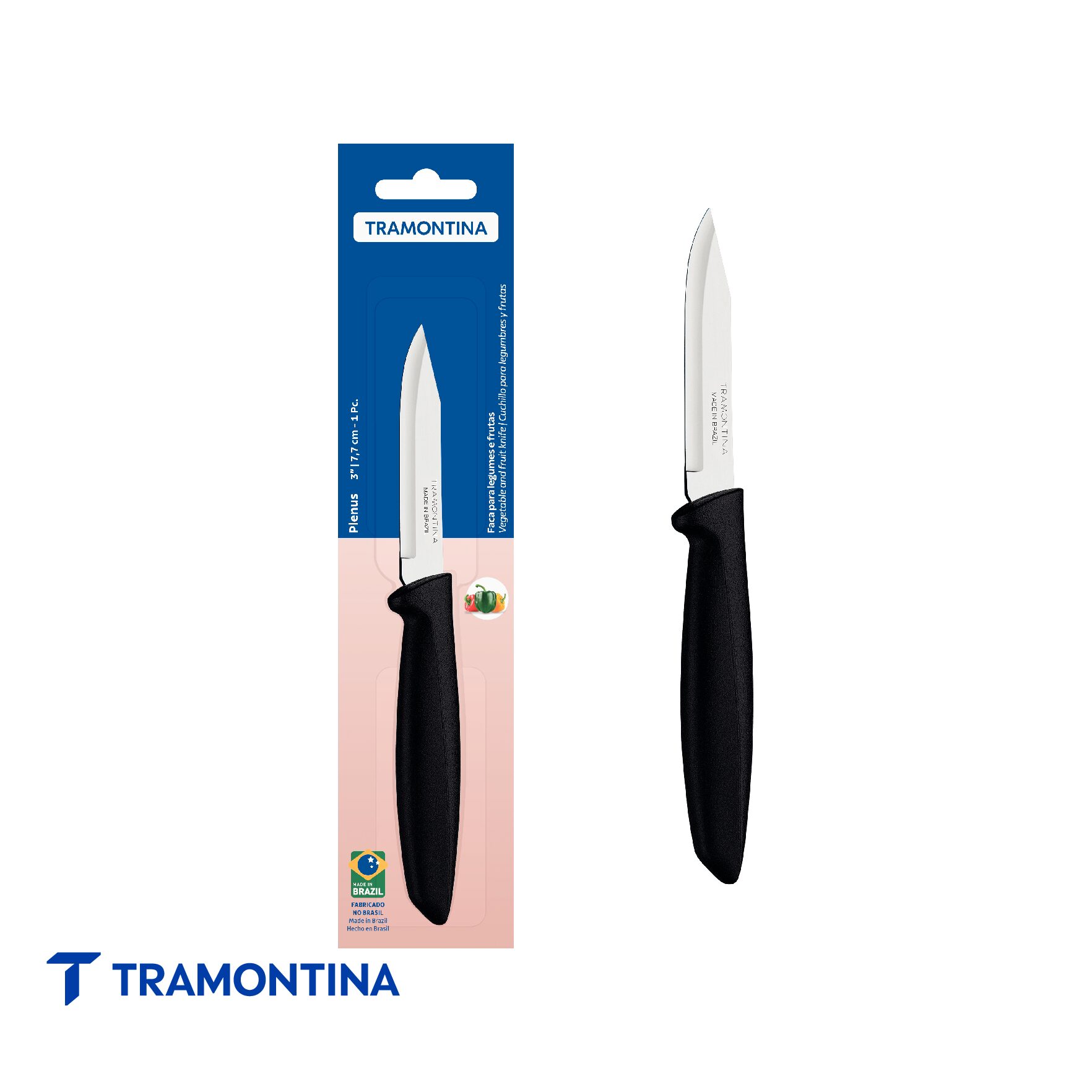 Cuchillo para Legumbres y Frutas Plenus Negro 3" - Tramontina
