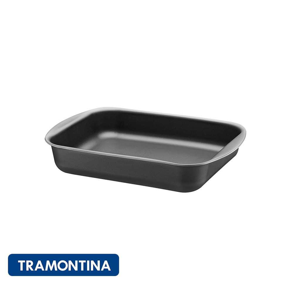 Asadera rectangular honda 28 cm. negra - Starflon -Tramontina