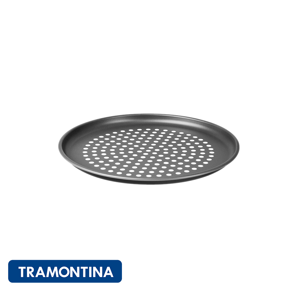 Molde redondo perforado para pizza color negro 30 CM-Tramontina.