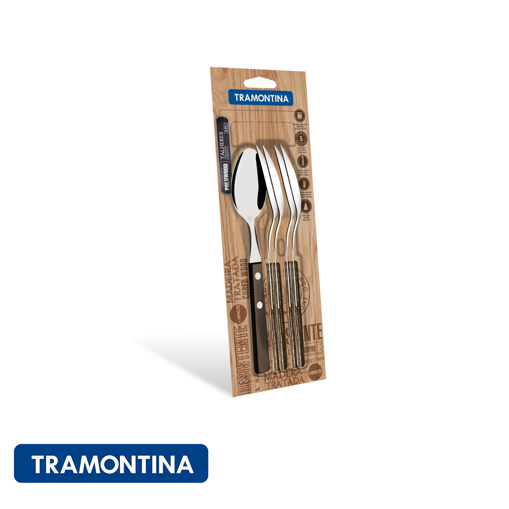 Cuchara de mesa, pack x6 - madera marron - Polywood - Tramontina