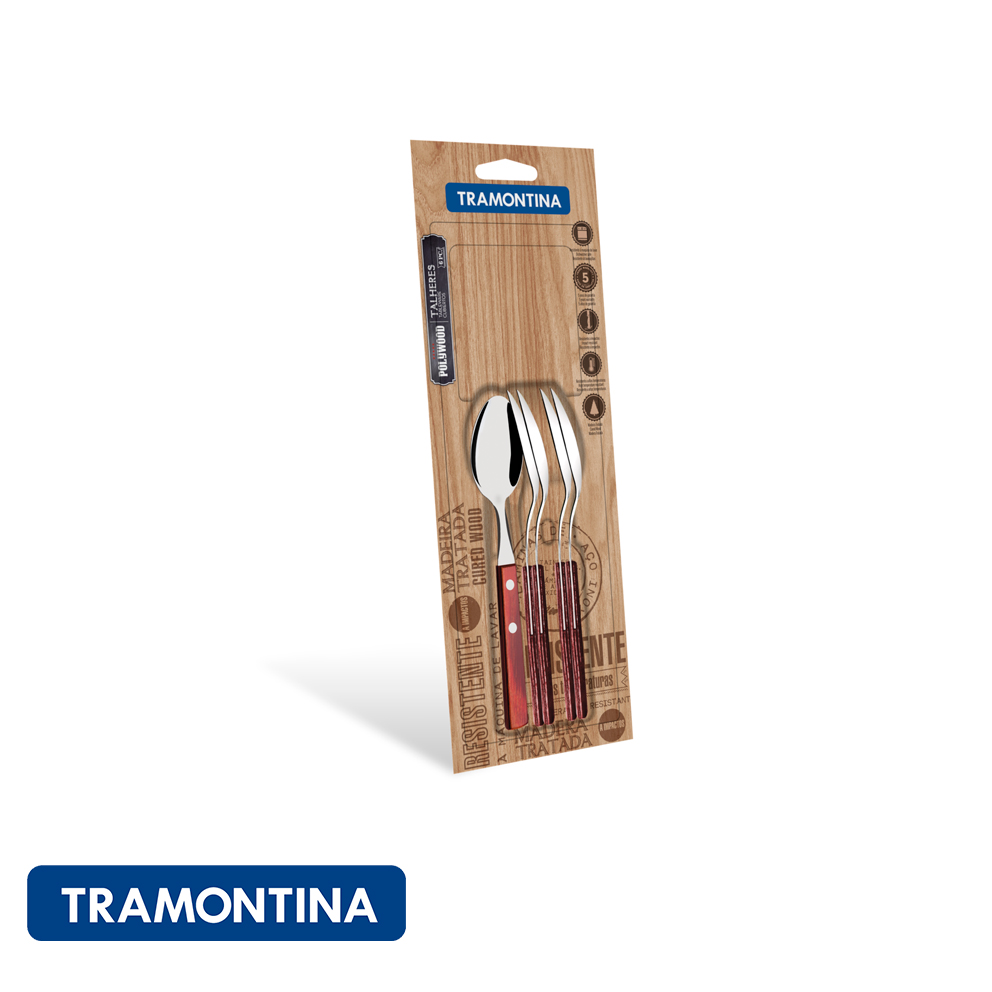 Cuchara de té, 6 pzs. en blister, madera roja - Polywood - Tramontina
