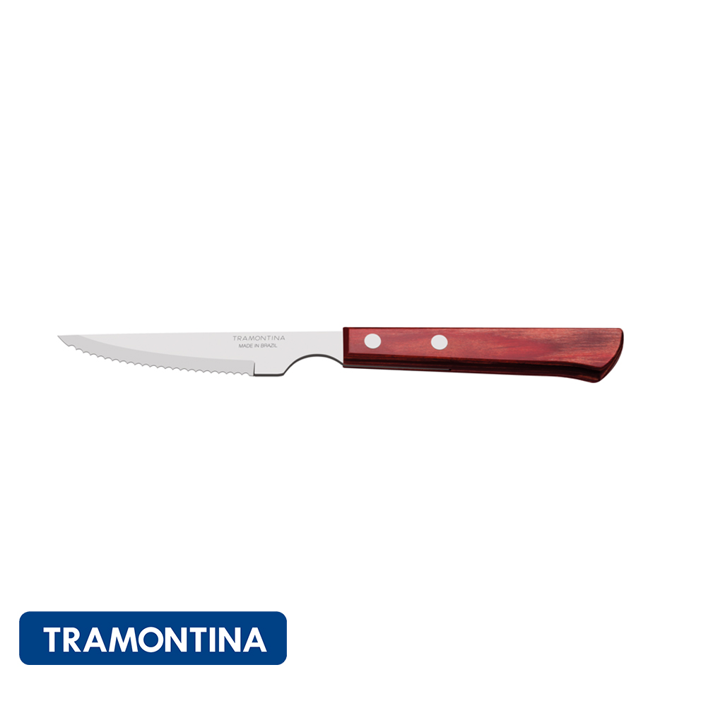 Cuchillo chuletero , madera roja -Polywood - Tramontina