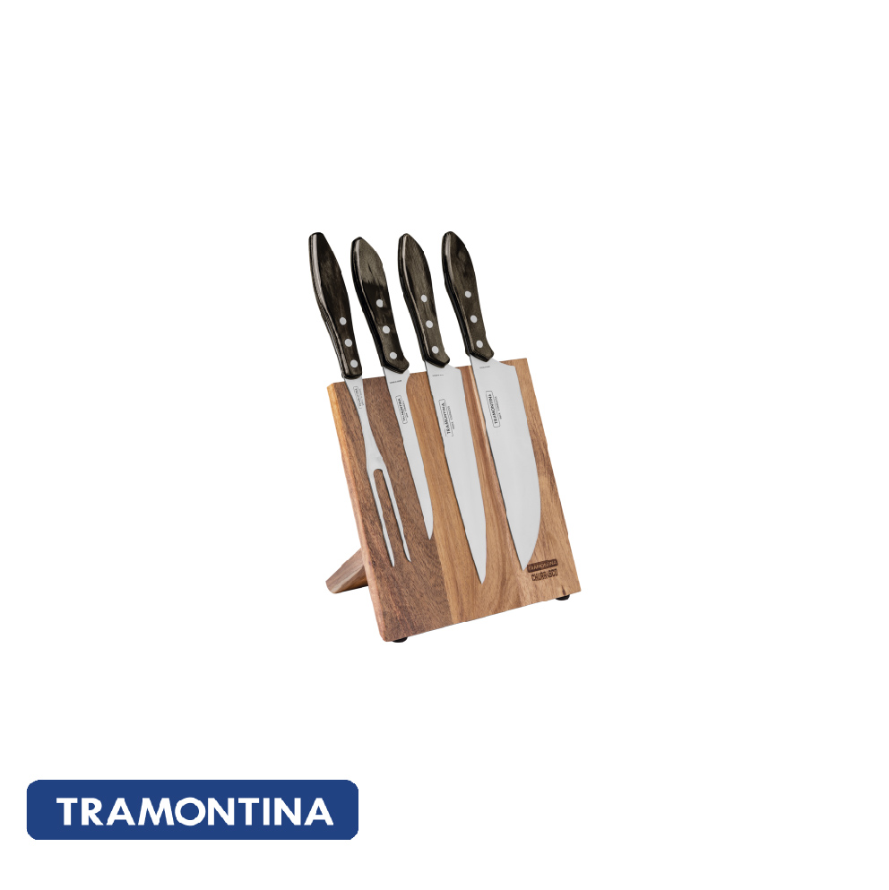 Jgo.asado 4 pzs, con taco, madera marron - Polywood - Tramontina