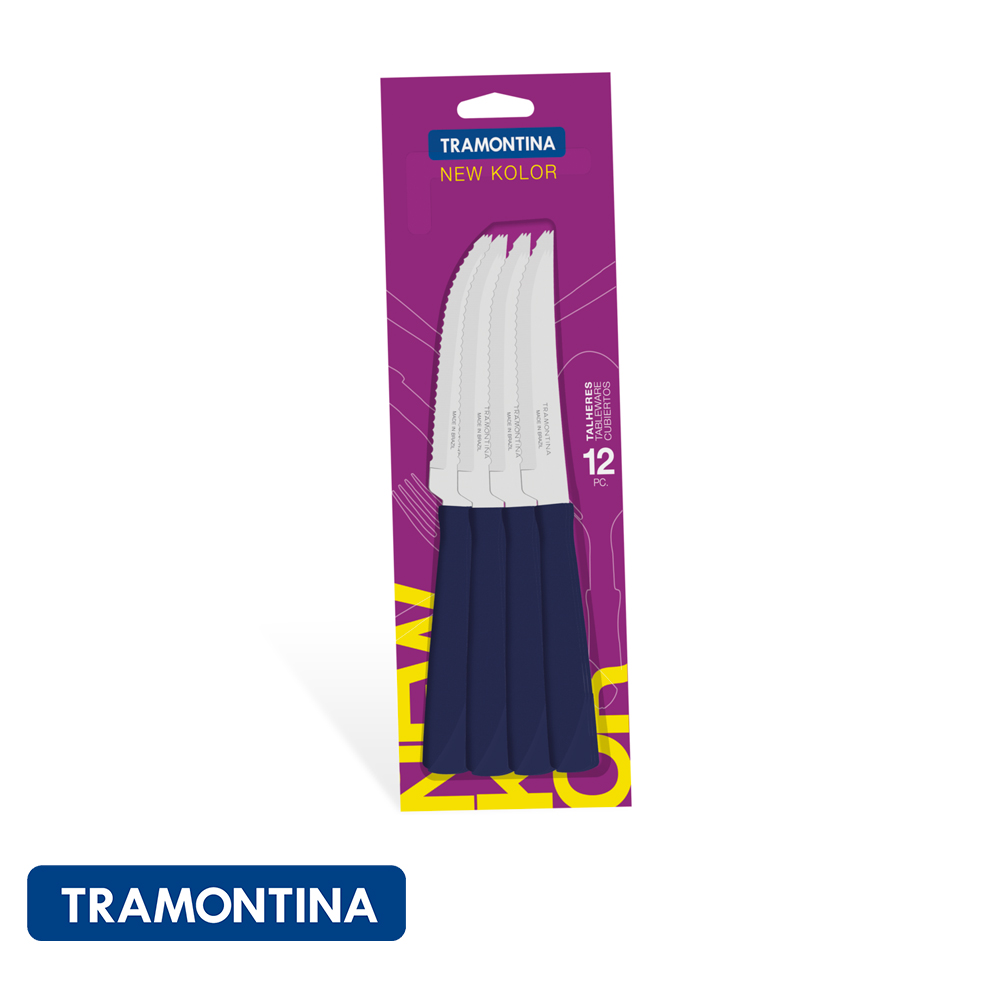 Cuchillo p/asado, azul (Pack x 12)- New Kolor -Tramontina