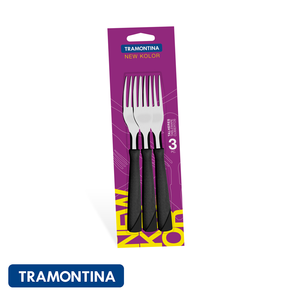 Tenedor de mesa, negro (Pack x 3)- New Kolor -Tramontina