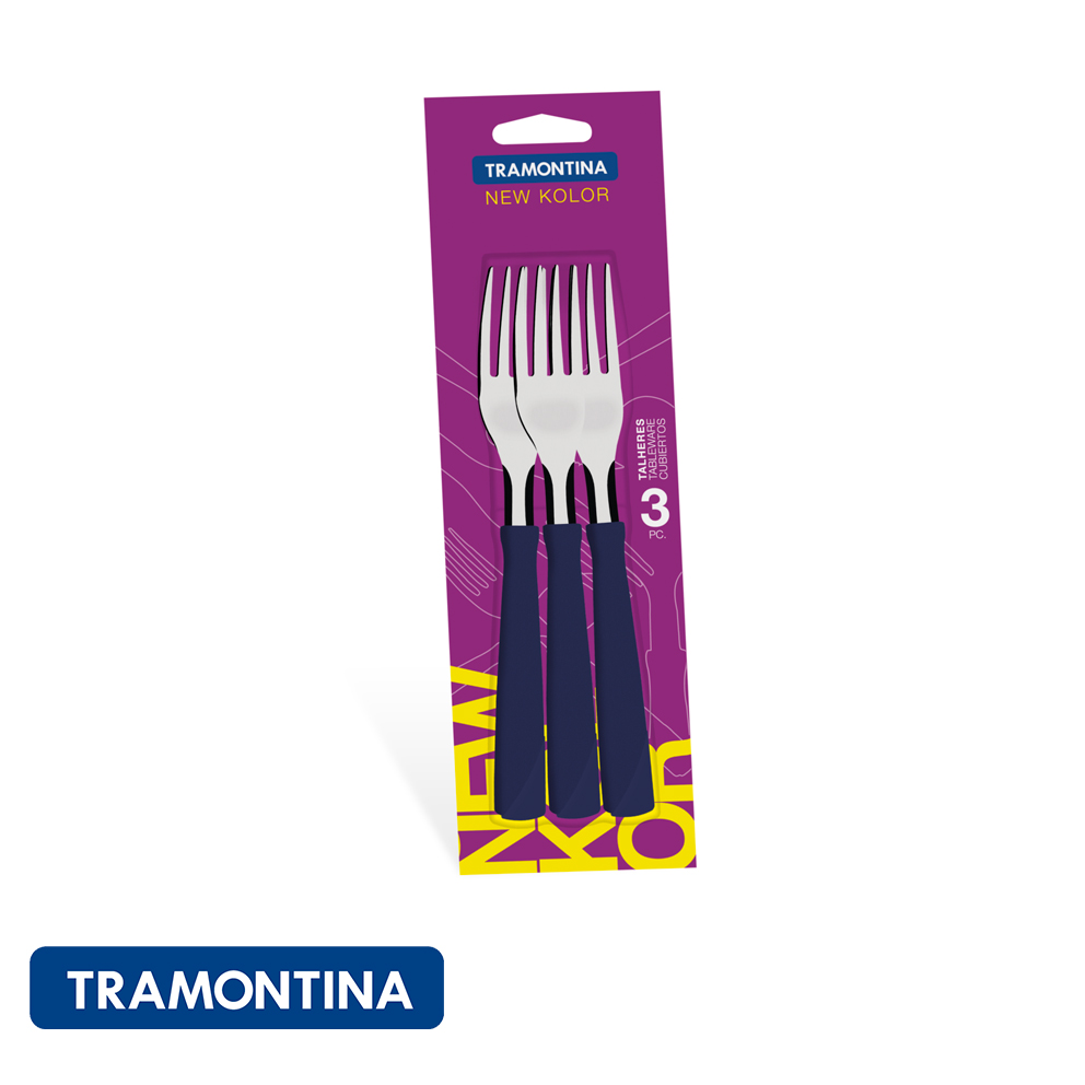 Tenedor de mesa, azul (Pack x 3)- New Kolor -Tramontina