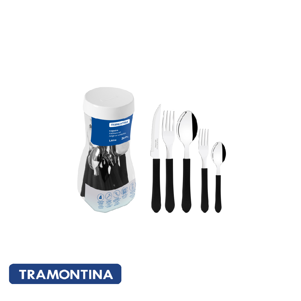 Juego de cubiertos, color negro (20 PZAS.)- Leme - Tramontina