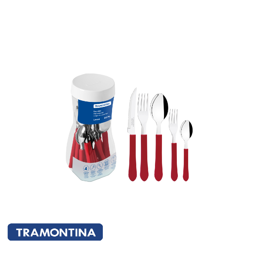 Juego de cubiertos, color rojo (20 PZAS.)- Leme - Tramontina