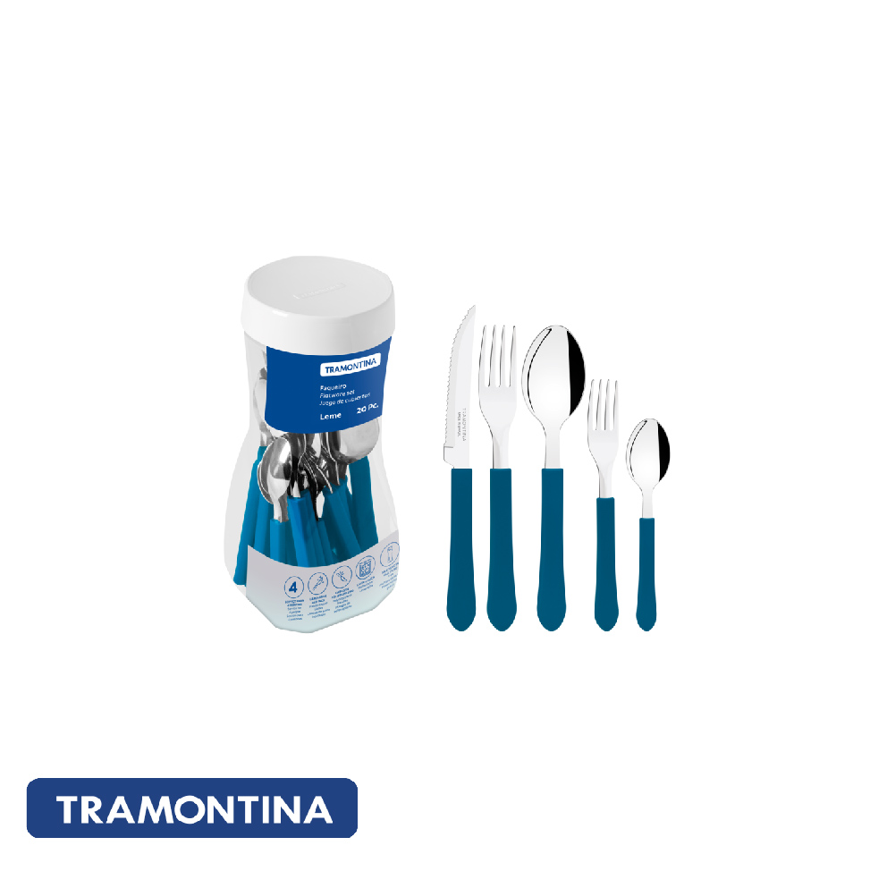 Juego de cubiertos, color azul (20 PZAS.)-Leme - Tramontina