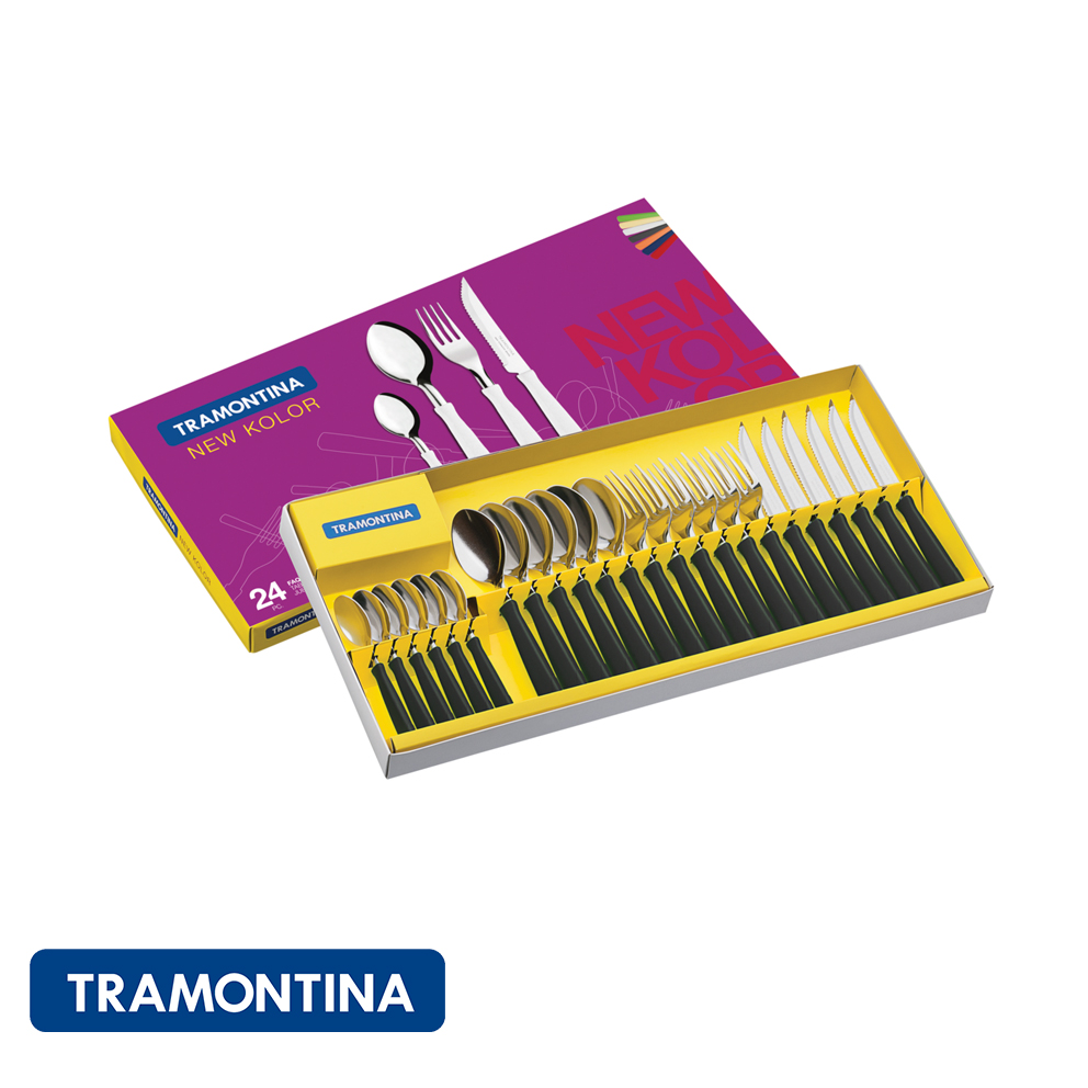 Juego cubiertos, color negro, 24 pzs. New Kolor - Tramontina