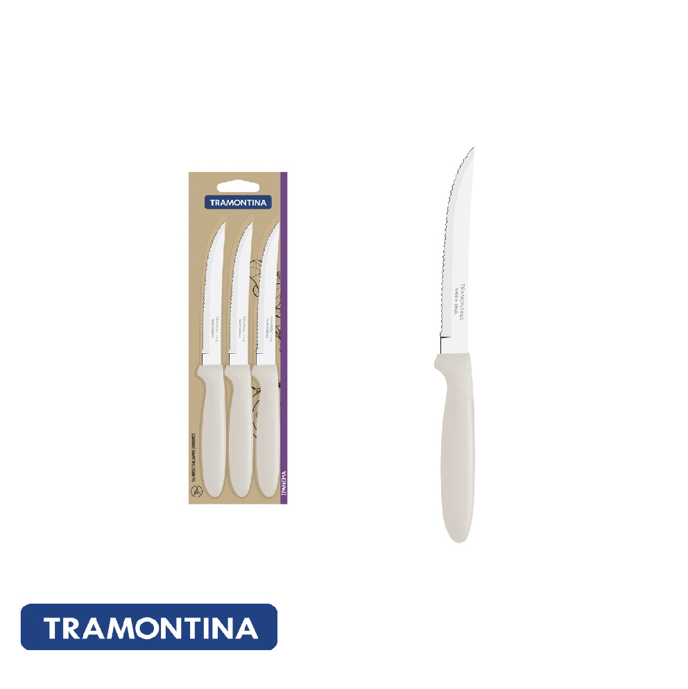 Cuchillo de mesa, color blanco (3 PZAS.)-Tramontina Ipanema.