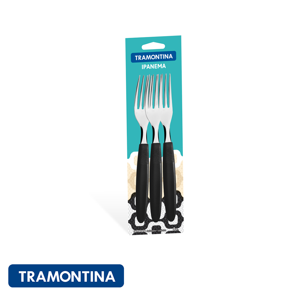 Tenedor de mesa, negro 3 pzs.- Ipanema. Tramontina