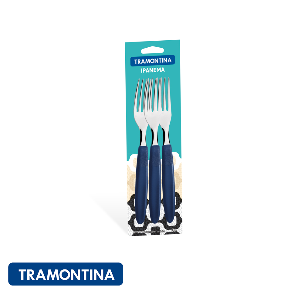 Tenedor de mesa, azul 3 pzs. - Ipanema -Tramontina