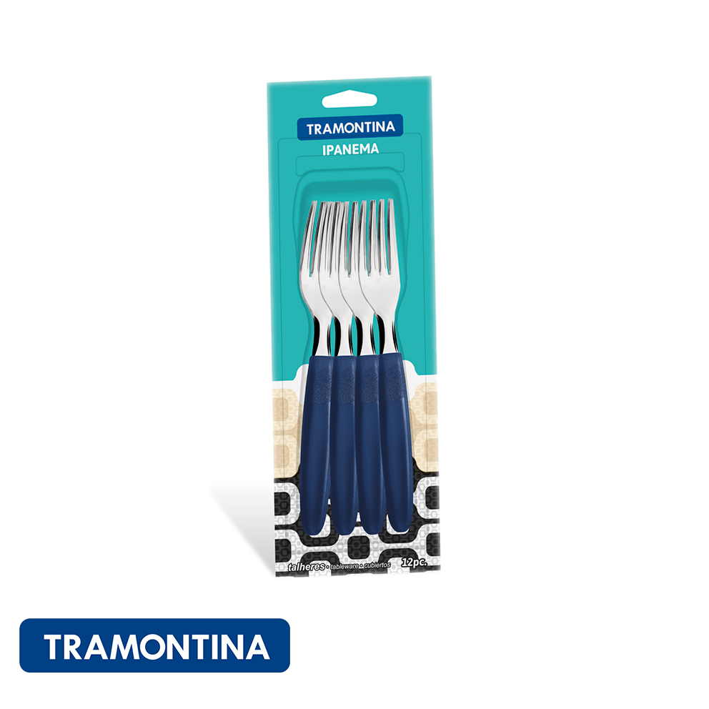 Tenedor de mesa azul - 12 pzs. - Ipanema - Tramontina