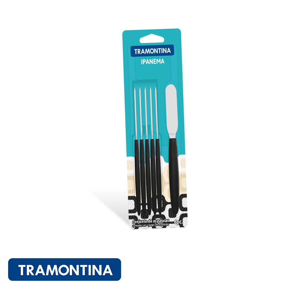 Juego 6 espatulas para manteca, negras - Ipanema - tramontina