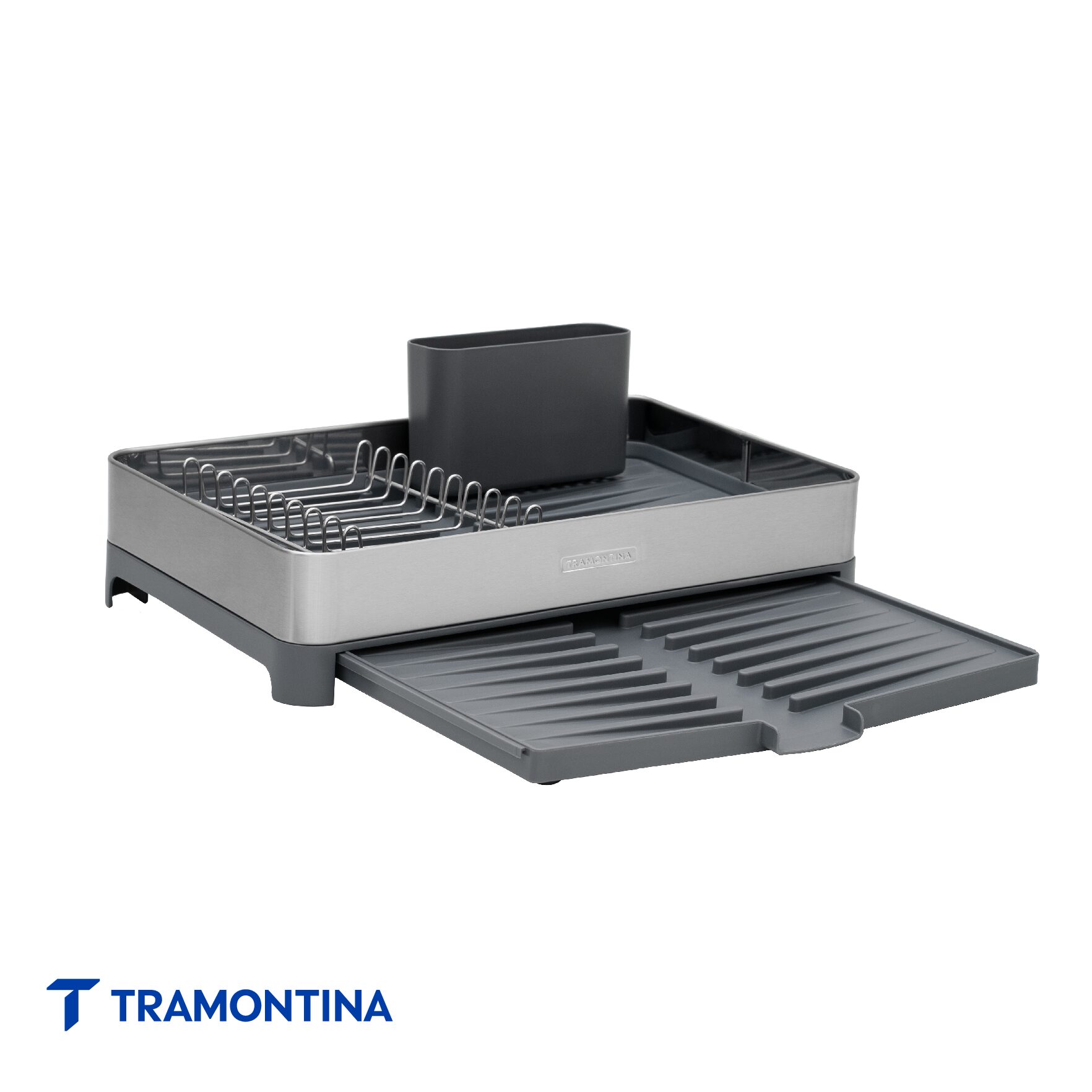 Escurreplatos con bandeja retráctil negro - TRAMONTINA