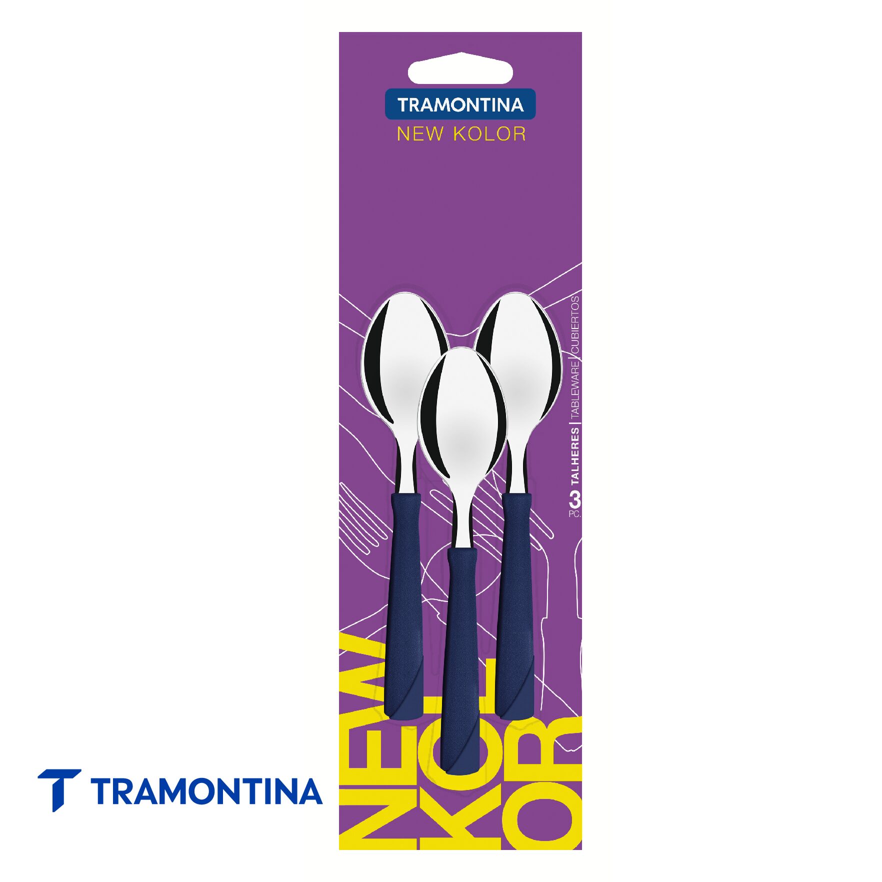 Juego de Cucharitas de Té New Kolor Azul 3 Piezas - Tramontina