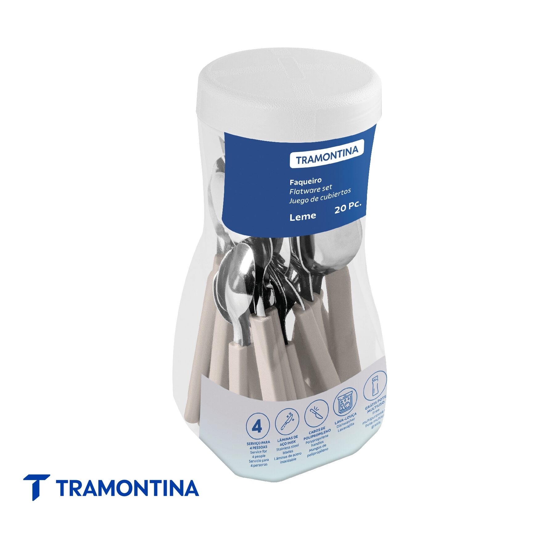 Juego de Cubiertos Leme Gris 20 Piezas - Tramontina