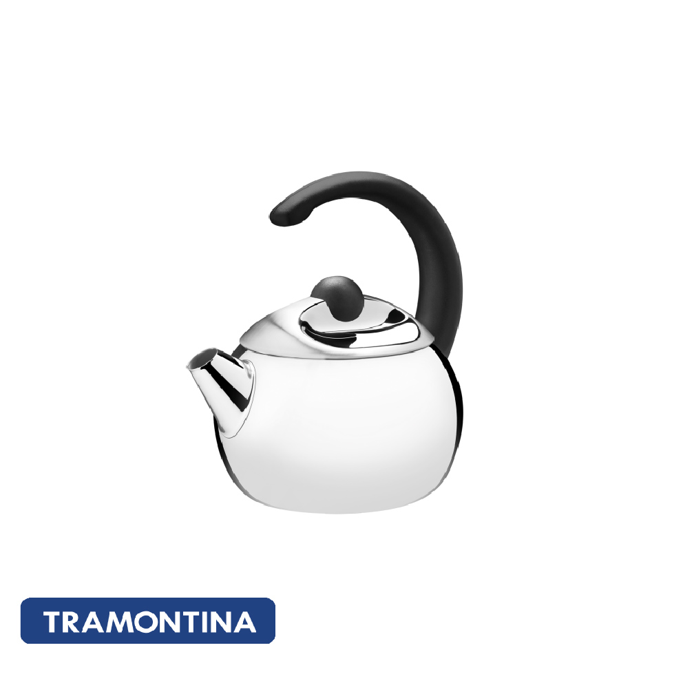 Caldera ac. inox. sin silbato 1,30 L, mango negro - Tramontina.