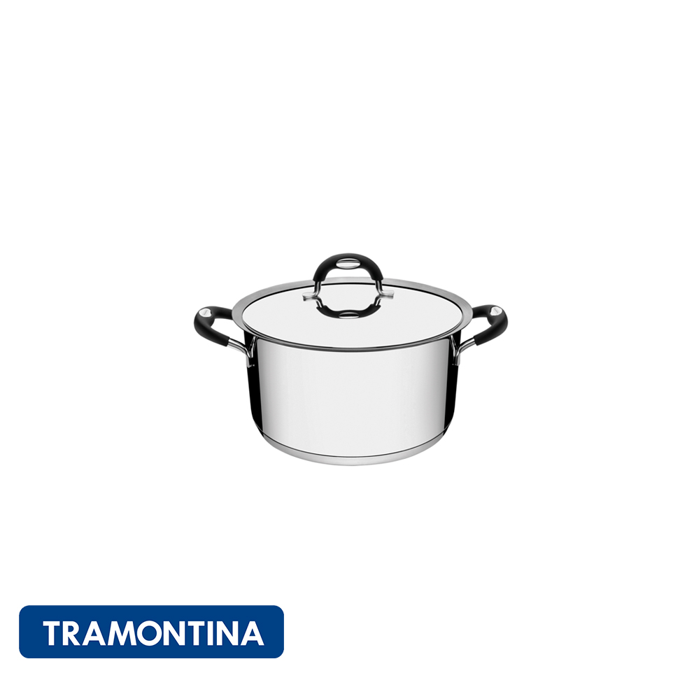 Cacerola honda con asa y tapa, 1,85 L-Tramontina Duo Silicone.
