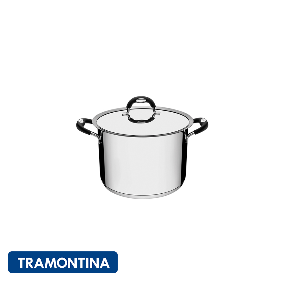 Cacerola honda con asa y tapa, 6,06 L-Tramontina Duo Silicone.