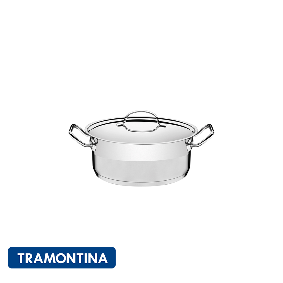 Cacerola con mango y tapa, acero inox. 4,3 L-Tramontina Profesional Gourmet.