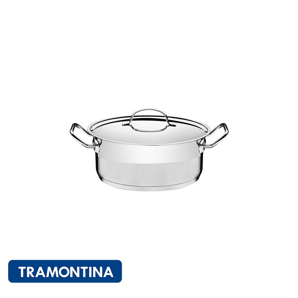 Cacerola con mango y tapa, acero inox. 6,5 L-Tramontina Profesional Gourmet.