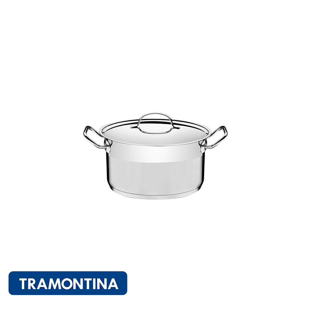 Cacerola con mango y tapa, acero inox. 8,3 L-Tramontina Profesional Gourmet.