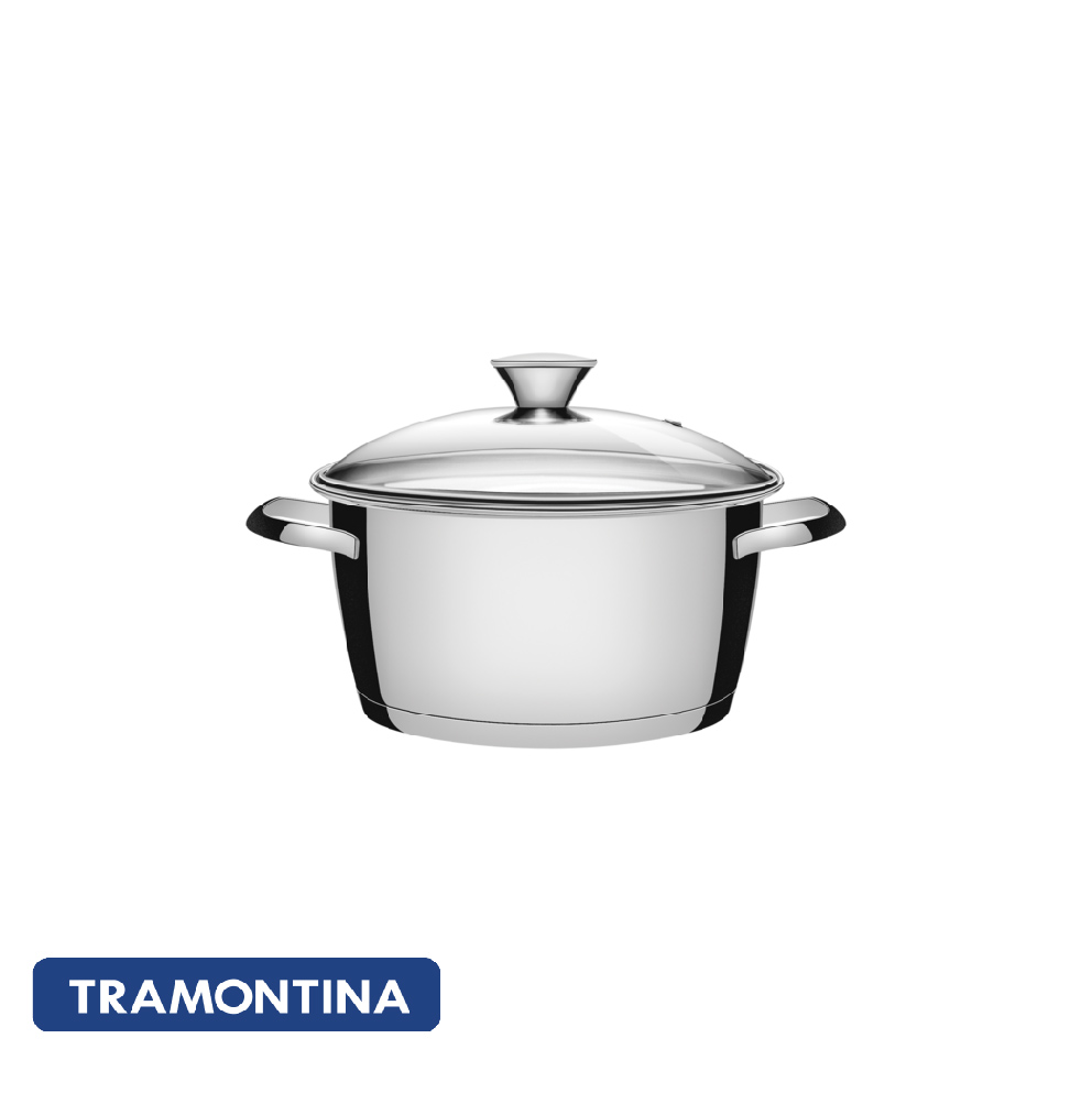 Olla acero inox. 24 cm 5,67L, tapa de vidrio - Allegra - Tramontina.
