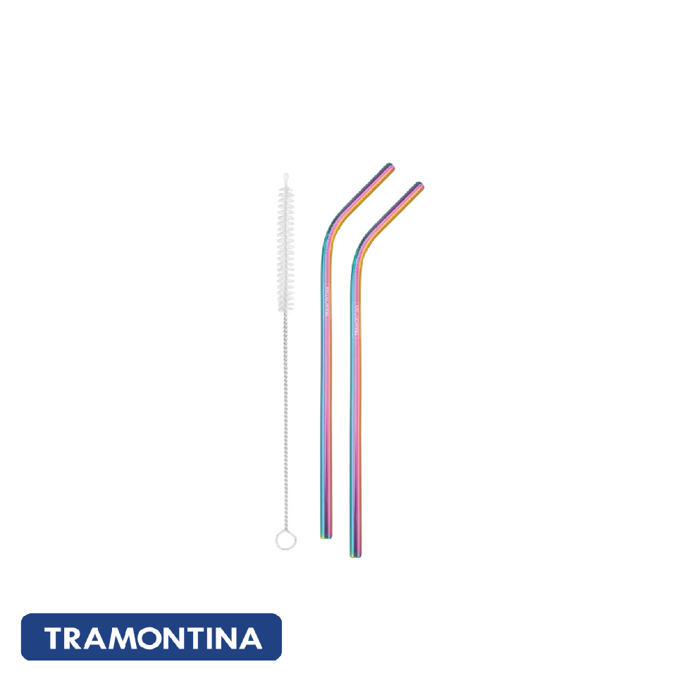 Juego de 2 pajitas coloridas con cepillo de limpieza - Tramontina