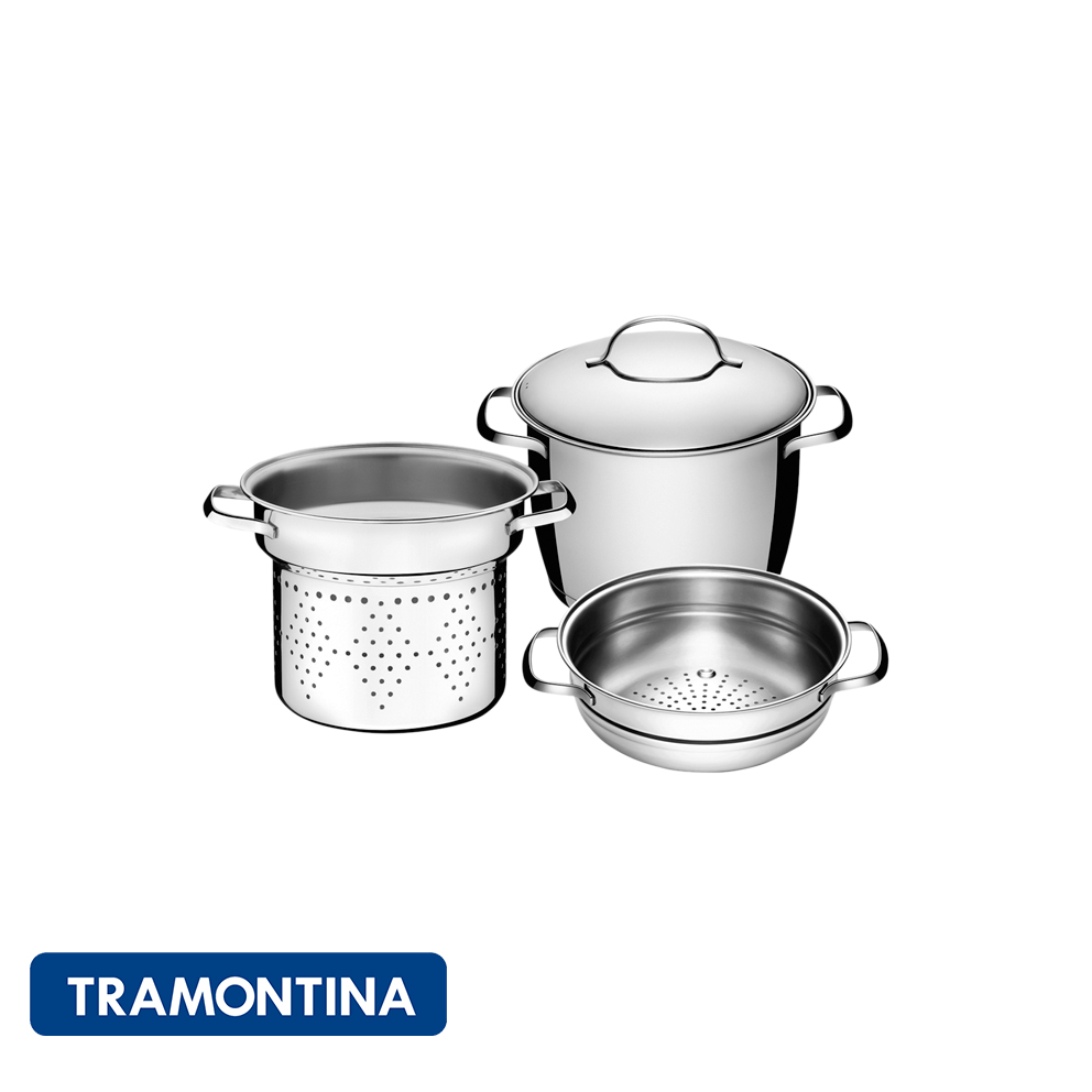 Juego de olla spaghetera y vaporera, acero inox. - Allegra - Tramontina