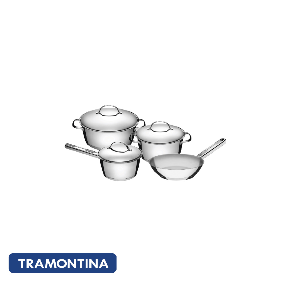 Juego de bateria acero inox. 4 piezas , Allegra, tapa acero inox. - Tramontina.