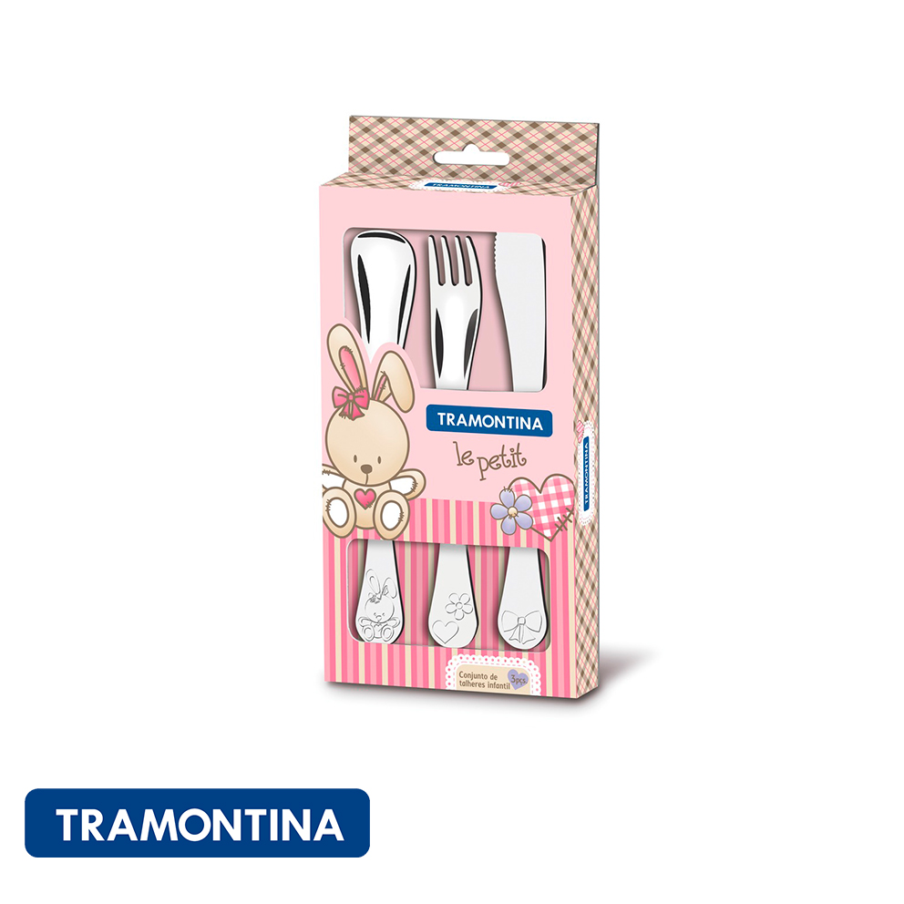 Juego de cubiertos para niña, acero inox (3 PZAS.)-Tramontina Baby.