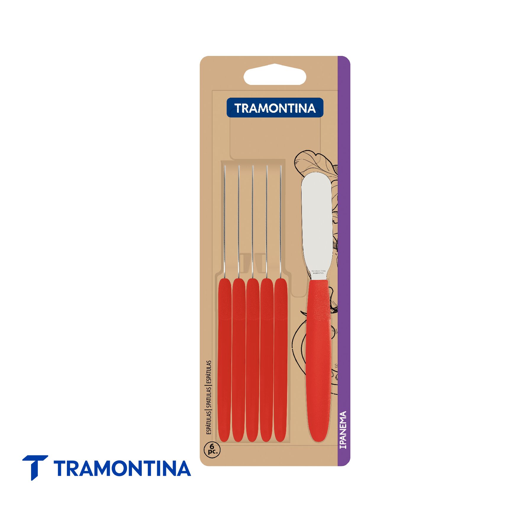 Juego de Espátulas para Manteca Ipanema Rojo 6 Piezas - Tramontina