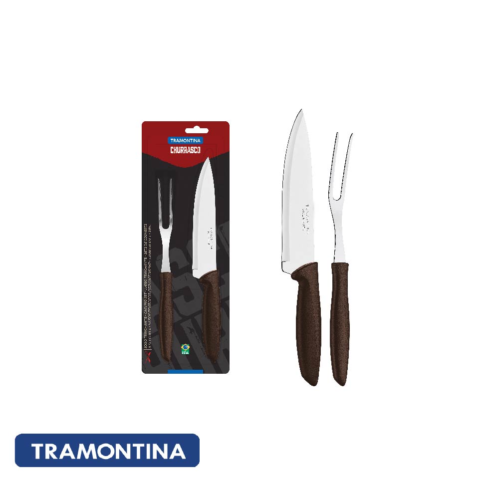 Juego Trinchante con Mangos de Polipropileno Marrón, 2 Piezas - Tramontina