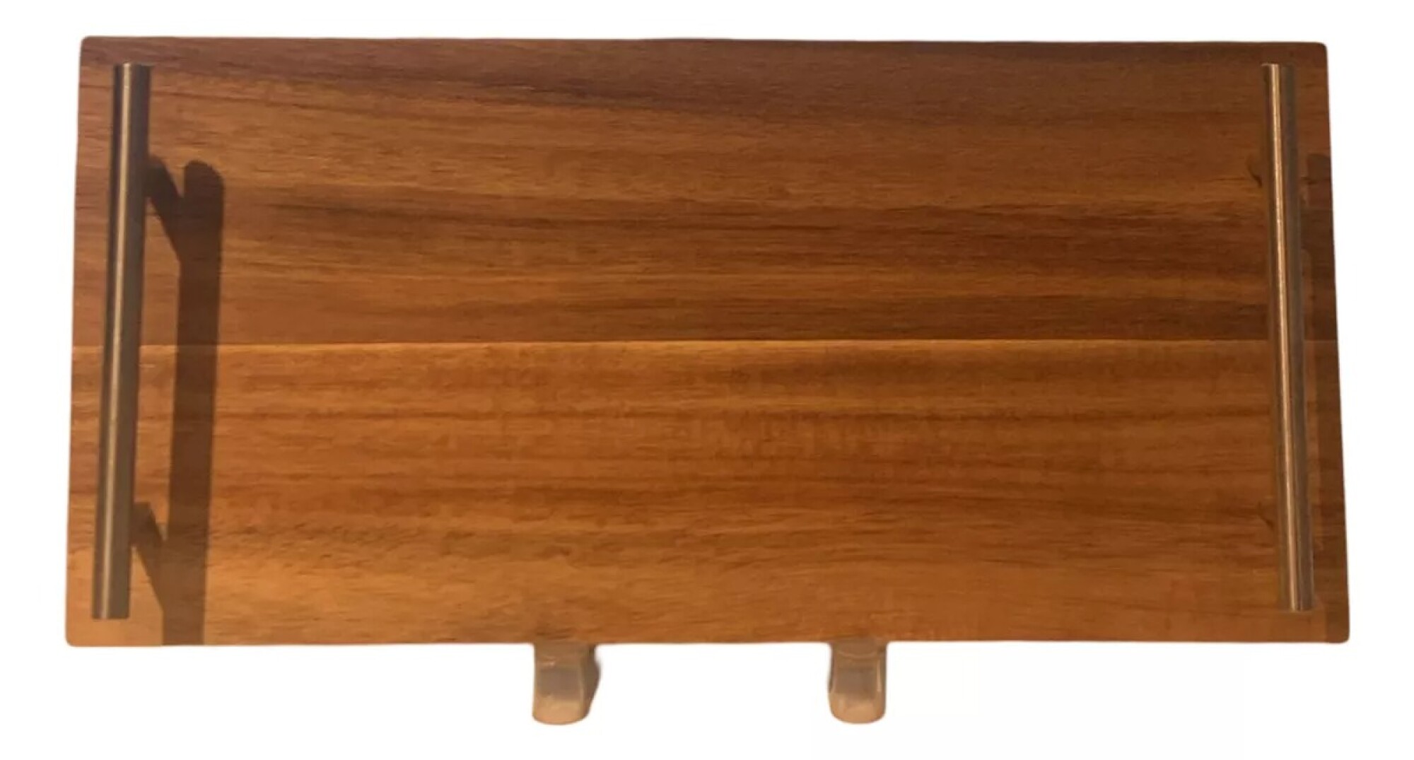 Bandeja de madera con asa acero inox 35,5 x 15cm - BG