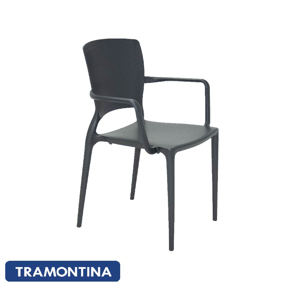 Silla sofia con respaldo cerrado y apoya brazos color grafito - Tramontina