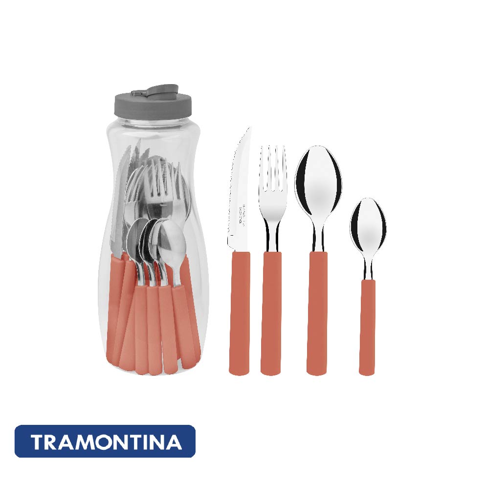 Juego 16 cubiertos Gamboa rojo - Tramontina