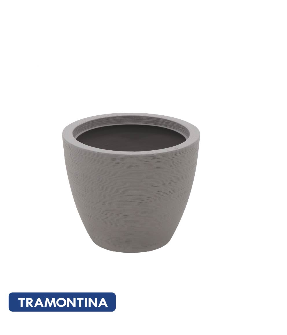 Maceta c/plato Azteca 38cm, color gris - Tramontina