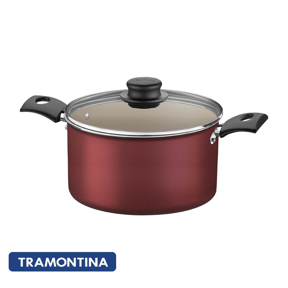 Olla antiadherente, color rojo, 24cm - Tramontina