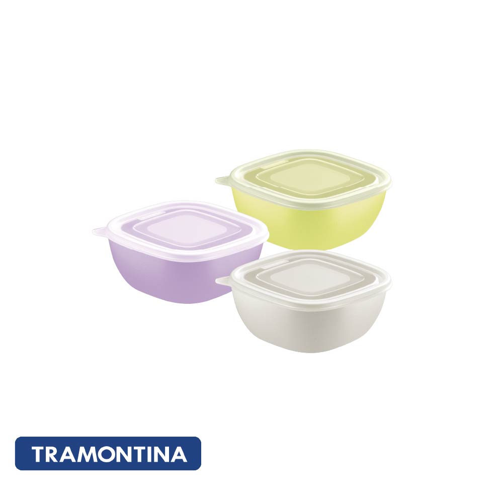 Pote 600ml c/tapa amarilla, blanca y rosa -Tramontina