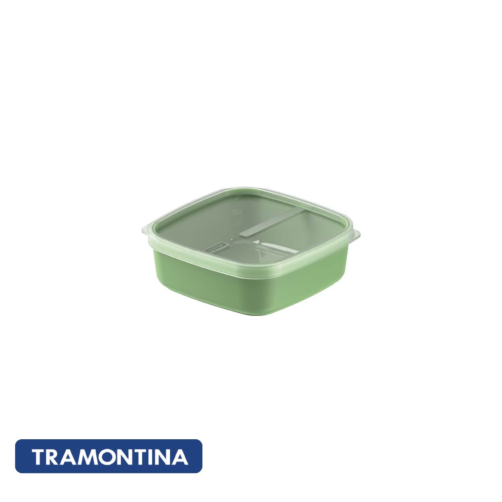 Pote 1,1lt cuadrado c/tapa, color verde - Tramontina