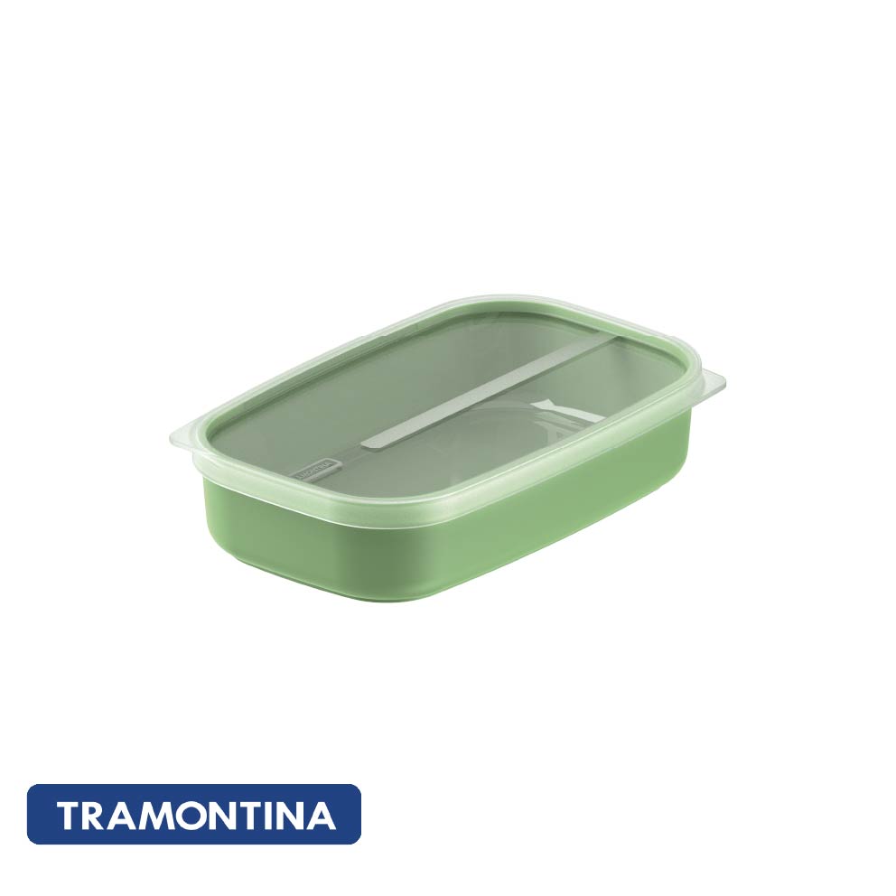 Pote 1,7lt rectangular c/tapa, color verde - Tramontina