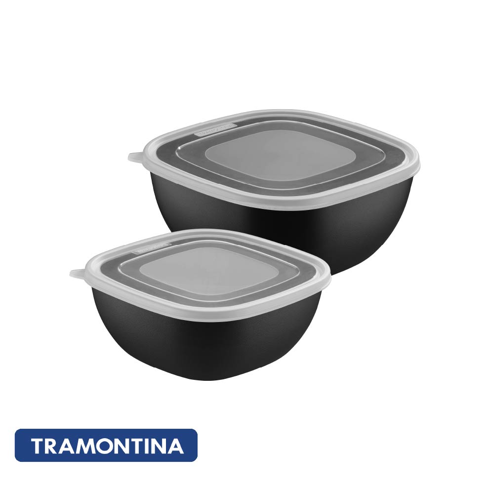 Set 2 potes c/tapa, color negro - Tramontina