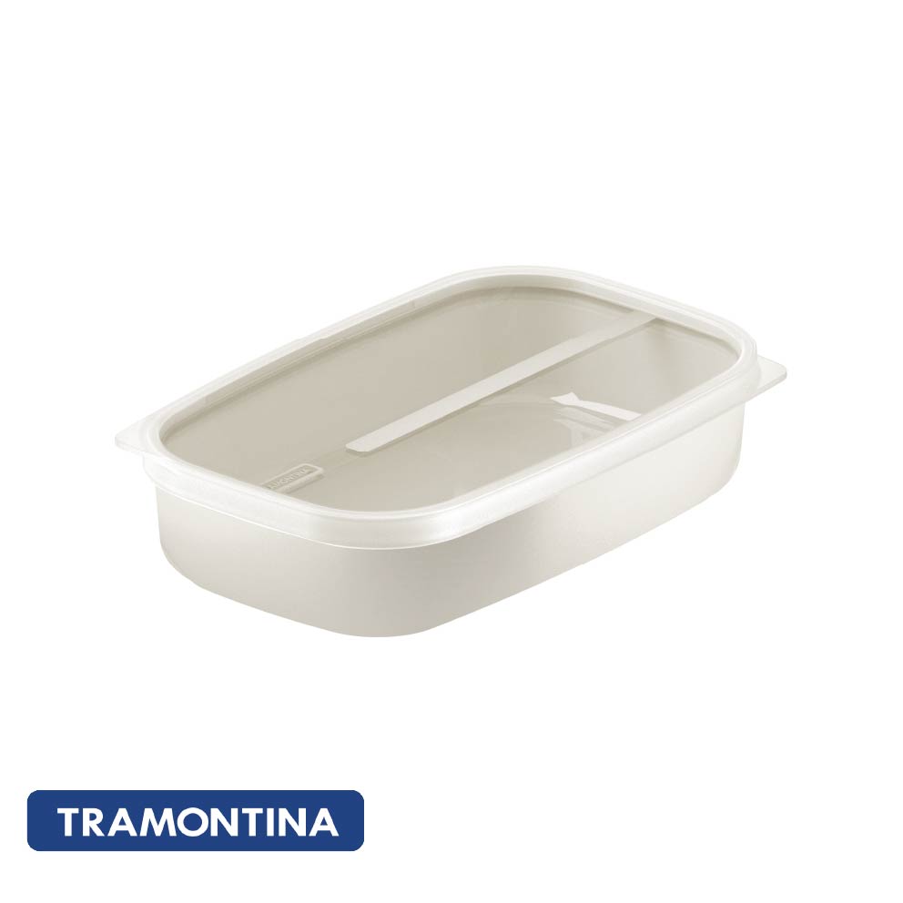 Pote 1,7lt rectangular c/tapa, color blanco - Tramontina