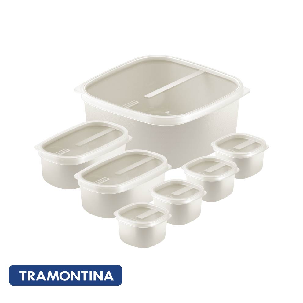 Potes en juego x7 unidades, color verde y blanco - Tramontina